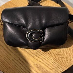 Coach Black Pillow Tabby 18 Leather Crossbody Bag with Gold Accent